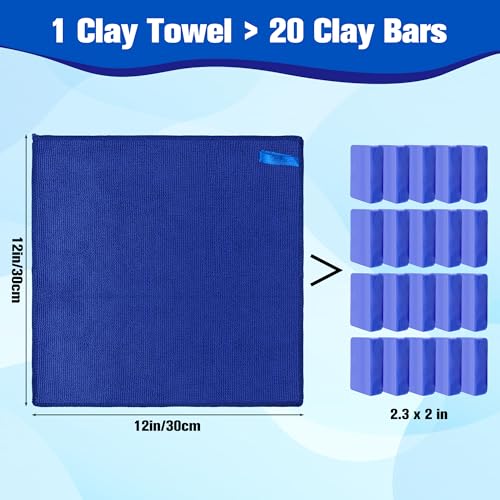 1 Pack Clay Towel 12 x 12 Inch, Blue Clay Bar Towel for Detailing | Clay Decontamination Towel for Car Paint, Reusable Synthetic Clay Bar Towel for Smooth Washing - color: Blue