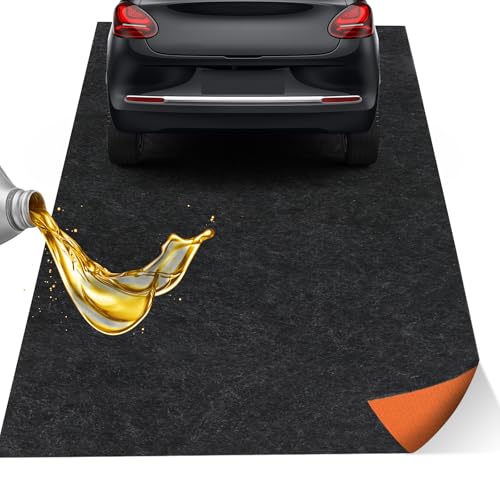 Heavy Duty Oil Spill Mat Absorbent Garage Floor Mat for Under Car 1/4inch Thicked Non-Slip Rubber Backing Pad Protect Floor Washable Durable Reusable Pad for Garage Truck Kitchen Gym (9.8FT × 8.2FT)