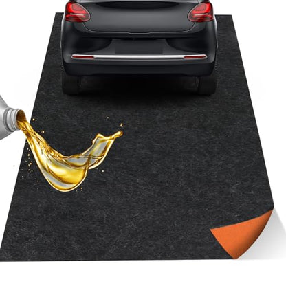 Heavy Duty Oil Spill Mat Absorbent Garage Floor Mat for Under Car 1/4inch Thicked Non-Slip Rubber Backing Pad Protect Floor Washable Durable Reusable Pad for Garage Truck Kitchen Gym (9.8FT × 8.2FT)