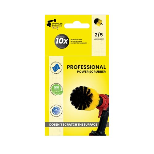 Premium Drill Brush Professional – Medium-Soft 3,5 in Yellow | Scratch-Free Cleaning Brush for Tile, Grout, Bathtub, Shower, Fibreglass and Ceramic Surfaces - color: Yellow, size: 3,5in