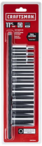 CRAFTSMAN Socket Set, SAE, 3/8" Drive, 6 Pt., 11Piece (CMMT12044) - size: 3/8" in, style: SAE