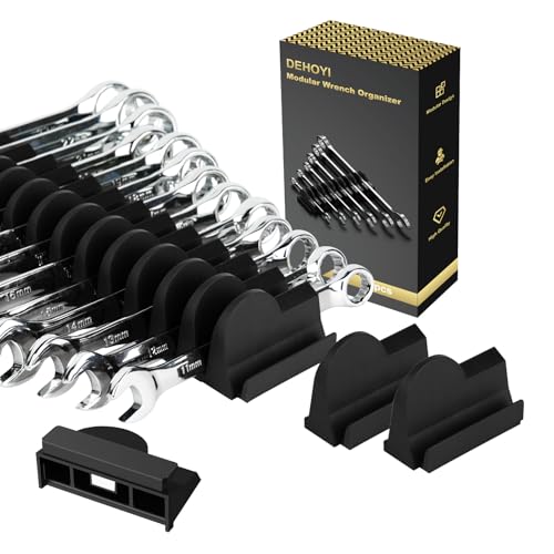 DEHOYI Premium MAGNETIC Modular Wrench Organizer System- Wrench Rack with Metric&SAE Labels, Tool Storage Holder. Gift for mechanics (Black) - style: Magnetic(48 pcs Black)