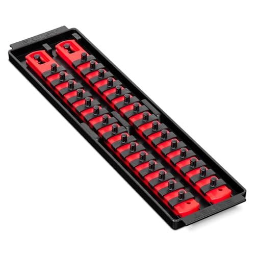 Ernst Manufacturing - 8492 Socket Boss 2-Rail 1/4-Inch-Drive Socket Organizer, 13-Inch, Red - Made in the USA - color: Red, size: 1/4", style: 13-INCH