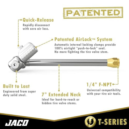 JACO FlowPro Digital Tire Inflator Gauge (200 PSI) with Lock-on Dually Air Chuck (Bundle Kit)