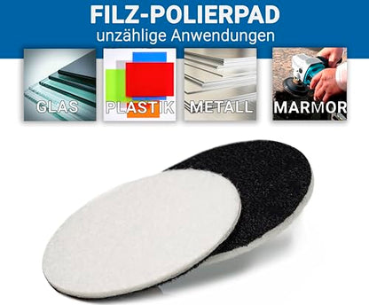 Glass Polish 4.5 inch (115mm) Pack of 10 Felt Polishing Pads for Polishing Glass, Plastic, Metal and Marble - GP11009 | For Cerium Oxide Glass Polishing, Scratch Removal, Plastic & Headlight Restoration, Metal Polishing & Clear Coat Finishing - style: 4.5