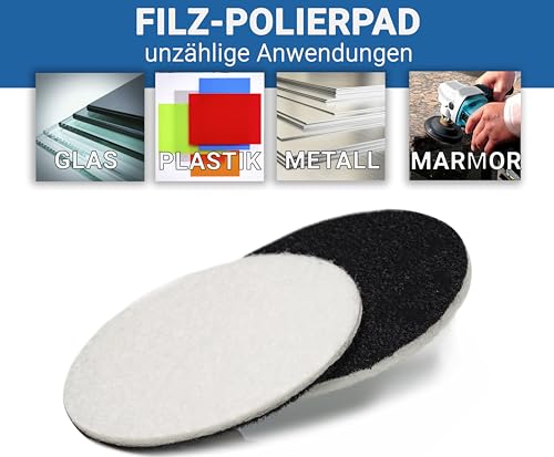 Glass Polish 4.5 inch (115mm) Pack of 10 Felt Polishing Pads for Polishing Glass, Plastic, Metal and Marble - GP11009 | For Cerium Oxide Glass Polishing, Scratch Removal, Plastic & Headlight Restoration, Metal Polishing & Clear Coat Finishing - style: 4.5