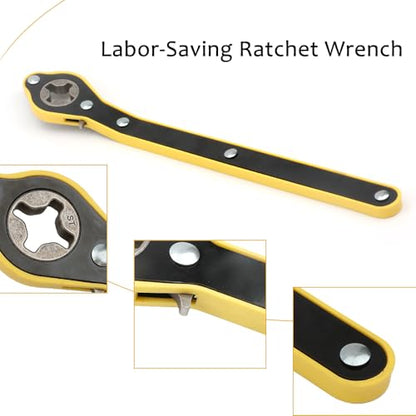2 Pack Labor-Saving Car Jack Ratchet Wrench, 360° Swivel Long Handle Scissor Jack Tool, Cross Hex Rhombus Head for Car SUV Van