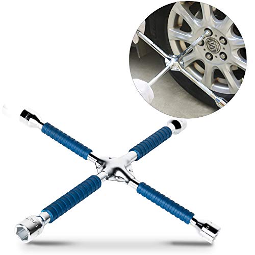 ETERNA Professional 16" Four Way Lug Wrench, Anti-slip Design Cross Wrench, Heavy Duty Lug Nut Wrench, Carbon Steel Socket Spanner, Universal Car Tire Wheel Repair Tool - color: 16" Four Way Lug Wrench