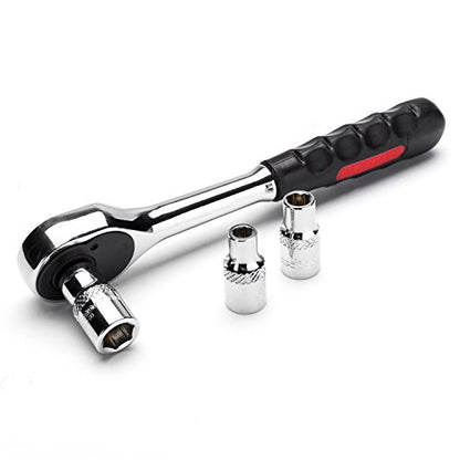 MAXPOWER 11-Piece 1/4" Ratcheting Socket Wrench Set Quick Release Reversible Ratchet Handle and Swappable Spanners Inch Imperial Sockets with Hanging Rack - color: Sae 1/4" Drive
