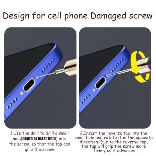 Damaged Screw Removal for Cell Phone, Rechargeable,Broken Screw Extractor for iPhone,4 Tungsten Steel Drill Bits(2.35mm) for Removing Stripped Screws Laptop Electronic Products Repair Kit, DIY Repair