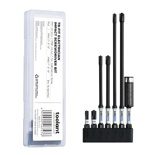 toolant 7pcs TB-Fit Electrician Impact Screwdriver Bit Set, FPH1（PH1-SL4.5）FPH2（PH2-SL6）Screwdriver Bit Set, 1/4” Hex-Shank S2 Steel, CNC Machined Tips with Magnetism, - size: Variety Set - FPH1（PH1-SL4.5）& FPH2（PH2-SL6）