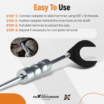 maXpeedingrods Inner CV Axle Removal Tool 48mm with Nut for Ford Taurus & Mercury Sable, Front Wheel Drive Axle Pulley Attachment for Slide Hammers with 5/8"-18 Threads, CV Joint Axle Removing Tool - style: 1 Pcs