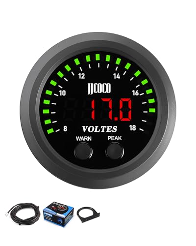 8~18V Voltmeter Gauge Digital Volt Gauge 12V/24V DC LED Display Voltage Meter Kit with Mounting Bracket for Car Truck Vehicle Automotive 2-1/16" 52mm - color: Round Green+Red