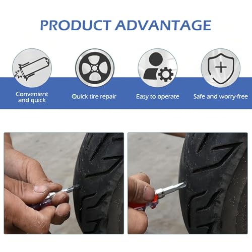 101PCS Tire Repair Rubber Nail, 2 Size Vacuum Tire Repair Kits Spiral Rubber Screws, Fast Self-Service Tool for Car, Truck, Motorcycle, Tractor Tire Puncture Repair