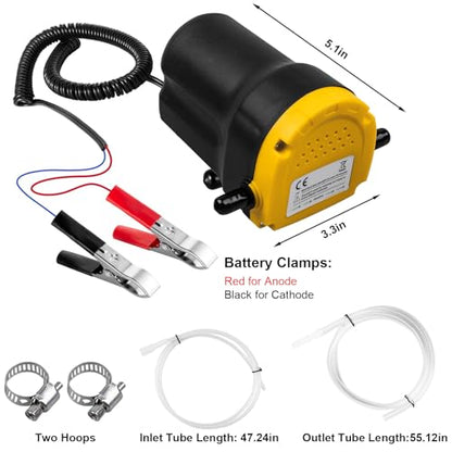Oil Extractor Pump, 12V 60W Oil Change Pump for Car, Small Truck, Tractor | Oil Transfer Pump, Motor Oil (40℃-50℃), Quick and Clean Oil Changes, Oil Extractor Pump for Cars, Tractor, Motorbike, Truck