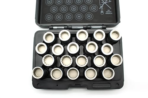 TEMO 20pc Anti-Theft Wheel Lug Nut Removal Socket Key for Porsche - size: 20pc Set