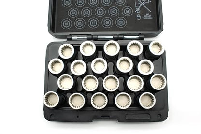 TEMO 20pc Anti-Theft Wheel Lug Nut Removal Socket Key for Porsche - size: 20pc Set