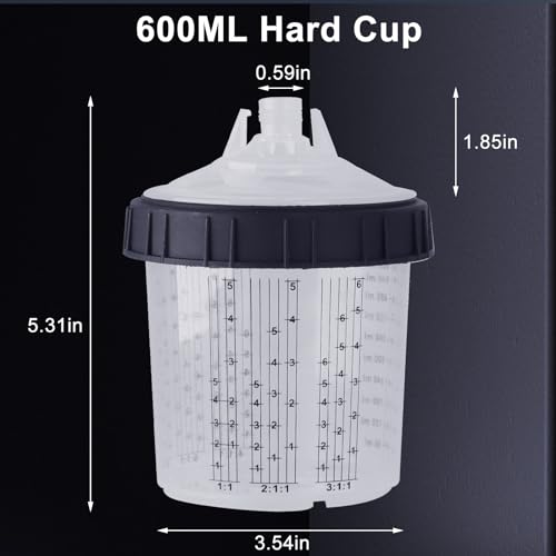 Hvlp Spray Gun with Paint Mixing Quick Cup, Automotive Paint Spray Gun Kit Contain Pressure Gauge,1.3mm Nozzle,10 Disposable 600ML Cups for Car Furniture Fence Painting