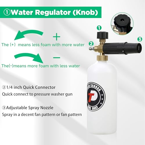 Tool Daily Short Pressure Washer Gun with Foam Cannon, Car Wash Soap 64 Oz, 5 Power Washer Nozzle Tips, 1/4 Inch Quick Connect - style: Foam Gun with Soap