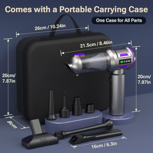 Yomile Mini Vacuum Cleaner, 2 in 1 27000PA Brushless Car Vacuum Air Duster 9000mAh Battery Air Blower Wireless Handheld Vacuum for Car,Office and Home (Dark Purple) - color: Dark Purple