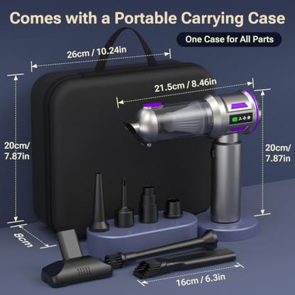 Yomile Mini Vacuum Cleaner, 2 in 1 27000PA Brushless Car Vacuum Air Duster 9000mAh Battery Air Blower Wireless Handheld Vacuum for Car,Office and Home (Dark Purple) - color: Dark Purple