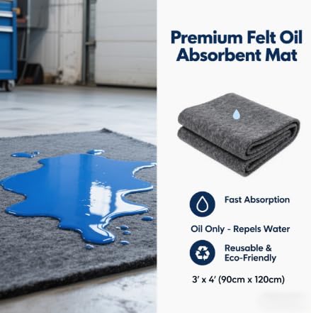 Thickened Oil Spill Pads 36 X 60 inches (Approximately 91.4 X 152.4 cm), Under car Garage Floor mat, Waterproof Backing Absorbent mat to Protect the Floor, Durable, Reusable, Black
