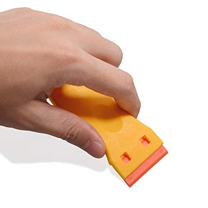 EHDIS 1.5" Plastic Razor Scraper Tool with 10pcs Double Edged Blades for Adhesive Remover,Removing Labels Stickers Decals Taping on Glass Windows(Yellow) - color: Yellow