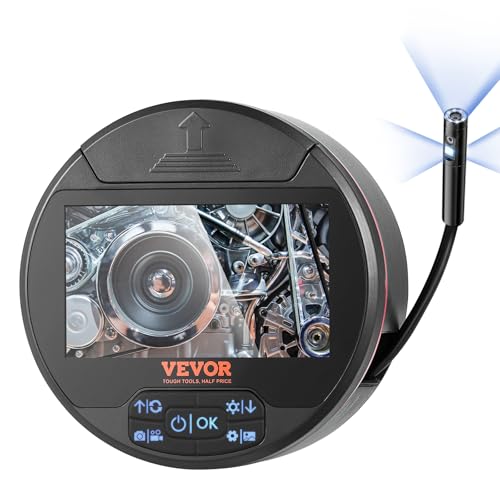 VEVOR Borescope Triple Lens Endoscope Camera with Light, 4.3" IPS Screen Inspection Camera with 8 + 2 Lights, IP67 Waterproof Snake Scope Cameras for Automotive, Plumbing (16.4FT Cable, 32GB Card) - size: 4.3" IPS Screen-16.4FT