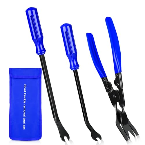 3 PCS Clip Removal Tool,Clip Pliers Fastener Remover,Car Trim Rivet Removal Pry Tool for Automotive Door Panel,Upholstery,Dashboard Blue - color: blue