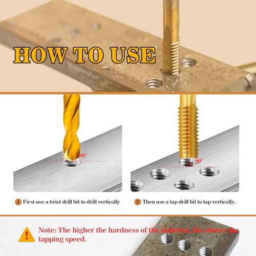 1/4"-20 UNC Tap and #7 Drill Bit Kit for Metal, M2 HSS Drill and Tap Set | Combination of Drill and Tap Kit for Metal - size: 1/4"-20 UNC Tap - #7 Drill