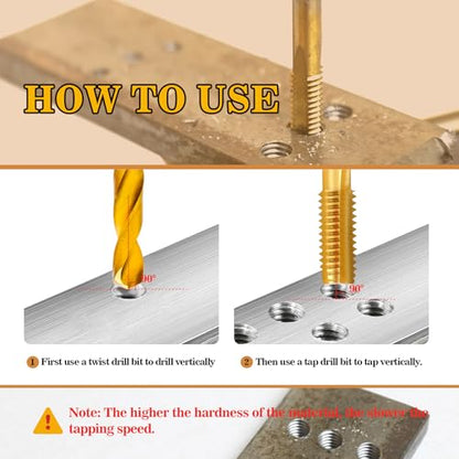 1/4"-20 UNC Tap and #7 Drill Bit Kit for Metal, M2 HSS Drill and Tap Set | Combination of Drill and Tap Kit for Metal - size: 1/4"-20 UNC Tap - #7 Drill