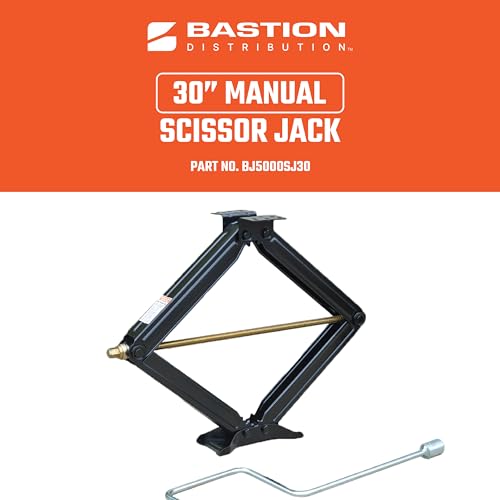 Bastion Distribution 30" Scissor Jack with Crank Handle | 5000lbs Capacity | Adjustable 5-30” Height | Spray-Tested Powder Coated | BJ-5000MSJ30 - size: 30"(One Pack)