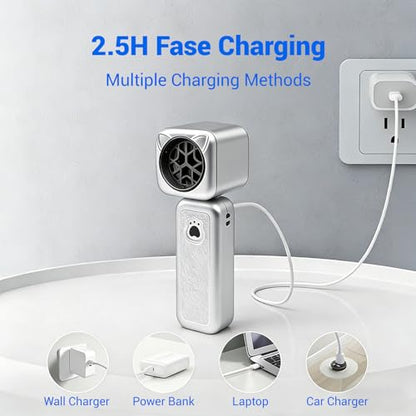 Compressed Air Duster, 2000mAh Battery with Up to 2 Hours of Run Time, 4-in-1 Multifunctional Design, Dust Blower for Computers, Keyboards, Home, Outdoor Use, and Cars（Silver） - color: Silver