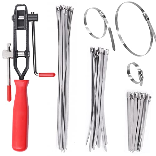 37Pcs 4" 8" 14" Automotive CV Joint Boot Clamp Pliers with 304 Stainless Steel CV Joint Boot Band Clamps Adjustable Assortment Kit Axle Clamp Tool for Auto, ATV
