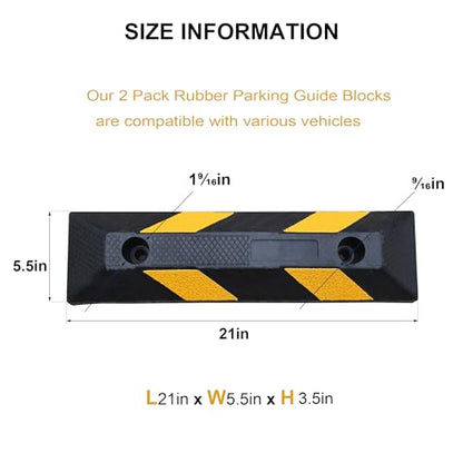 OrangeStar 4 Pack 21" Rubber Parking Curbs | Heavy Duty Garage Floor Wheel Stopper w/Yellow Reflective Stripe for Car, Truck, Trailer, - size: 21in (4-Pack)