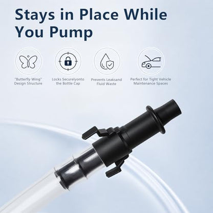 Fluid Transfer Pump for Gallon Quart Bottles - 4 Cap Adapters 38mm 40mm 43mm 50mm with Extension Tubes - Oil Transmission Gear Fluid ATF Hand Pump for Wide Mouth，and Fluid Pump - color: 30cc fluid pump 1 pack