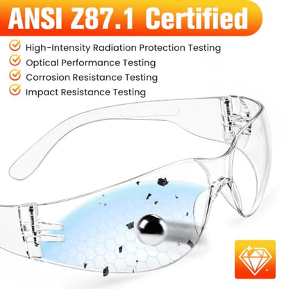 30 Pack Anti-Fog Safety Glasses for Men & Women, ANSI Z87.1 Certified Clear Protective Eyewear with Scratch & Impact Resistant Lenses, Lightweight for Construction, Lab, Manufacturing