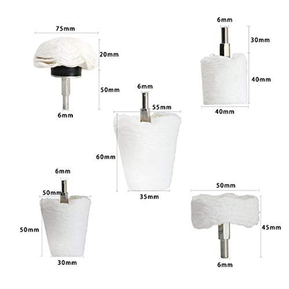 Polishing Pad Buffing Wheel Kit White Flannelette 5 Pack, Polisher Tools Fit for Metal Aluminum Stainless Steel Chrome Wood Plastic Ceramic Glass Woods Fabric Cotton Machine Jewelry etc - size: 5 PCS