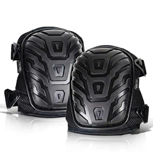 Veltec Premium Knee Pads for Work with Soft Foam and Gel Cushion - Heavy Duty Pads & Adjustable Non-Slip Straps - Pro Protection & Comfortable for Construction, Gardening, Flooring, Roofing and More