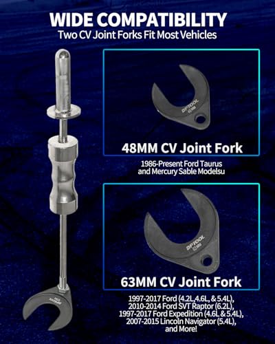 DPTOOL Inner CV Joint Puller Removal Tool with 10 Pounds Slide Hammer | Front Wheel Drive Axle Half Shaft Removal Tool Kit 63mm 48mm CV Joint Fork Adapter Attachments with Ball Joint Removal Tool - size: 5PC