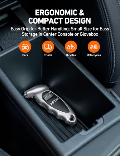 AstroAI Digital Tire Pressure Gauge 0-150PSI Calibrated to ANSI B40.7 +/-1PSI, 4 Units for Car Truck with Backlight LCD, Silver, 2Pack - size: 2Pack