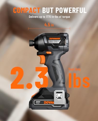 20V Brushless Impact Driver, 1/4'' Hex Compact Cordless Driver Kit with 1,770 In-lbs Torque, Battery & Charger Included – Lightweight Electric Screwdriver for Wood, Metal & Auto Repair-TITANCE X7