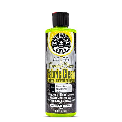 Chemical Guys, Foaming Citrus Fabric & Carpet Cleaner, Seats & Mats, 16 oz | High-foam cleaner lifts coffee, soda and food stains and odors from seats, carpet and floor mats, citrus scent - size: 16 Fl Oz (Pack of 1)