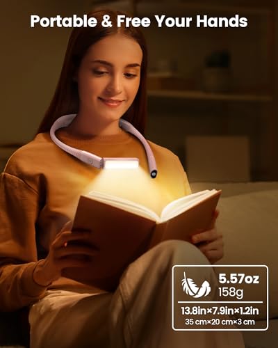 Glocusent Bendable Neck Light, 100Hrs Long Lasting Rechargeable Book Light, 5 Colors & Stepless Dimming Reading Light - Perfect Book Lights for Reading at Night, Knitting, Book Lovers Gifts - color: Pink