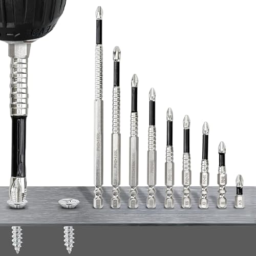 9PCS High Magnetic Screwdriver Drill Bit Set 2025 Upgrade, Premium Universal Strong Durability Anti-Slip Anti-Shock Impact Driver Bit for Home DIY Profession, Electric Screwdriver Hexagonal Shank