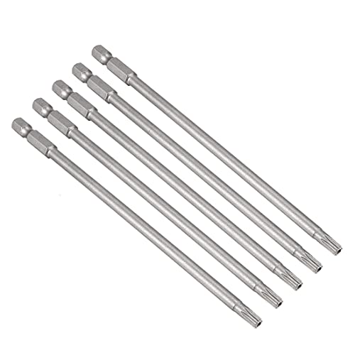 uxcell 5 Pcs T25 Magnetic Torx Screwdriver Bits, 1/4 Inch Hex Shank 5.9-inch Length S2 Security Tamper Proof Screw Driver Kit Tools - size: T25