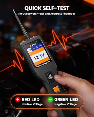 ANCEL PB60 Automotive Power Circuit Probe Tester 12-24V, All-in-One Electrical Diagnostic Tool with Component Activation, Short Finder, Digital Multimeter Ohmmeter Functions for Cars Trucks RVs ﻿ - color: Orange-Black