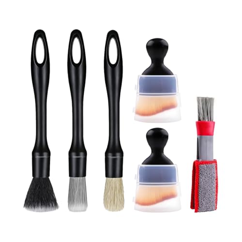 6PCS Car Detailing Brush Kit, Including 3 Ultra Soft No Scratch Boar Hair & 3 Vent Cleaning Brushes, Multi-Use Automotive Interior Detailing Kit, Universal for Most Vehicles - size: 6PCS