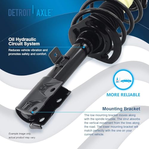 Detroit Axle - Front Steering Knuckles and Wheel Hub Bearings Struts w/Coil Spring Replacement for 2007-2012 Rear Drum Dodge Caliber - size: 4QU47790/ Big strut kit