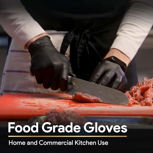 FifthPulse 6 Mil Black Nitrile Gloves, Heavy Duty Mechanic and Food Grade Glove - Powder-Free, Latex-Free Medical Exam Gloves - style: Medium